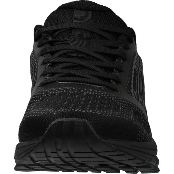 Men's All Black Supportive Running Shoes Cushioned Athletic Lace Up Sneakers - Picture 5 of 6